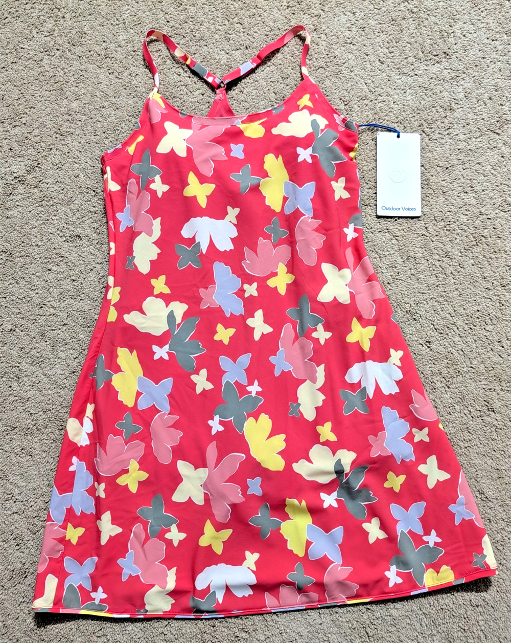 Outdoor Voices sz S Exercise Dress Slice Of Life pink floral UPF 50+ 0385